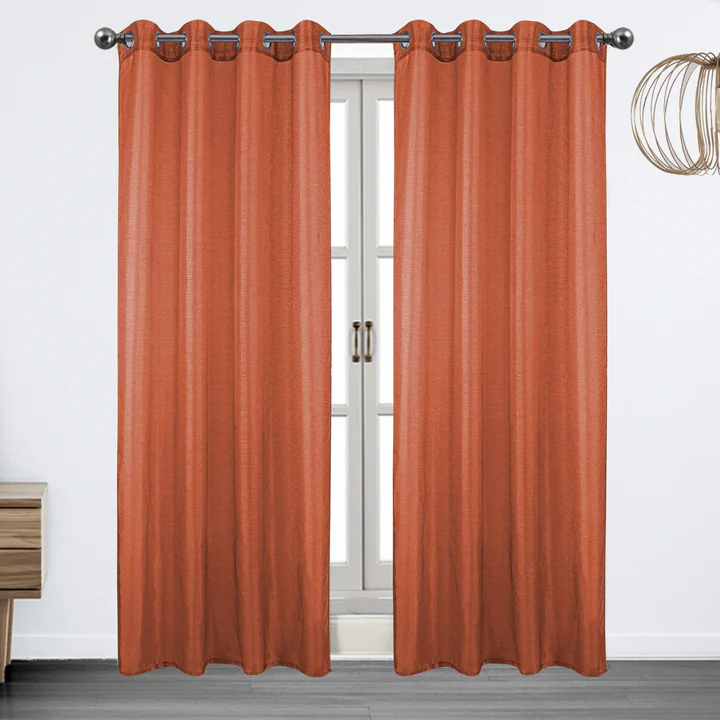 Metallic Sheer Shimmering Lurex Sheer Grommet Window Panel, 54 x 90 Orange