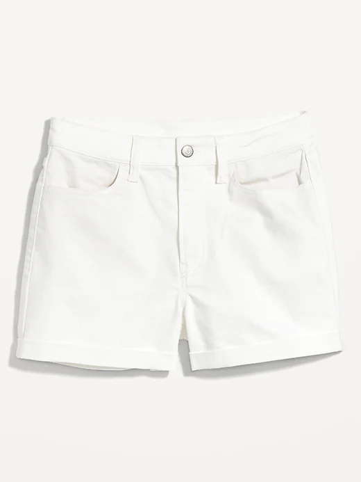 Women's High-Waisted White Jean Shorts 3" inseam