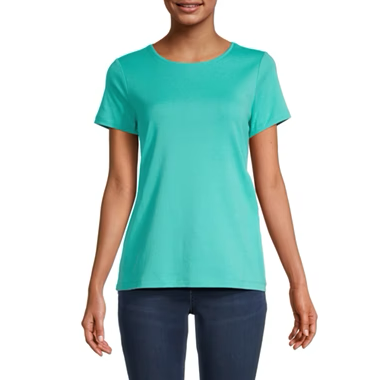 Women's Crew Neck 100% Short Sleeve T-Shirt Turquoise