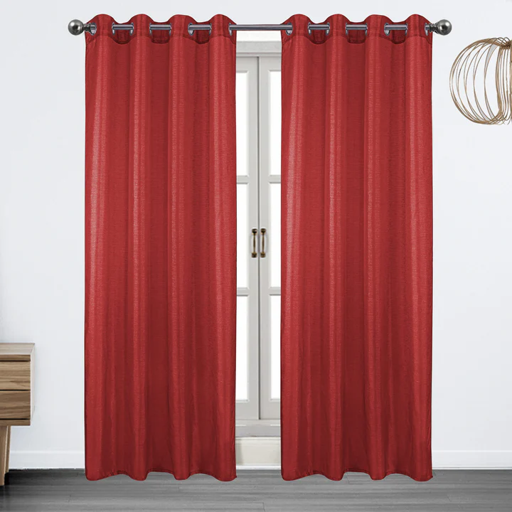 Metallic Sheer Shimmering Lurex Sheer Grommet Window Panel, 54 x 90 RED