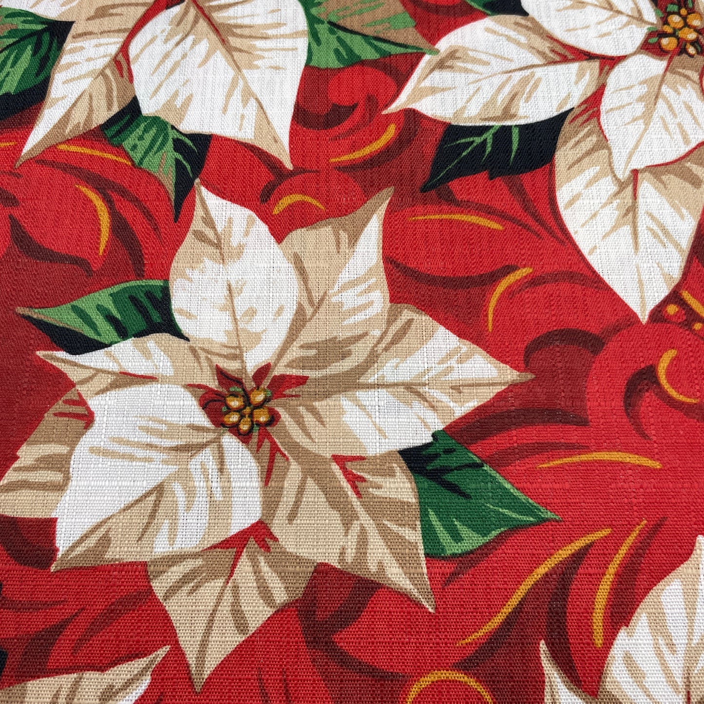 White Poinsettia Elegance Textured Christmas, Holiday Tablecloth 60 X 84 Oblong