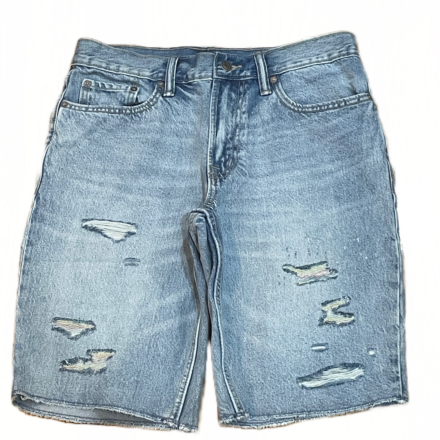 Men's Original Loose Non-Stretch Rainbow Cut-Off Jean Shorts 31