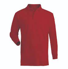 Men's 100% Cotton Long Sleeve Polo Shirt Red