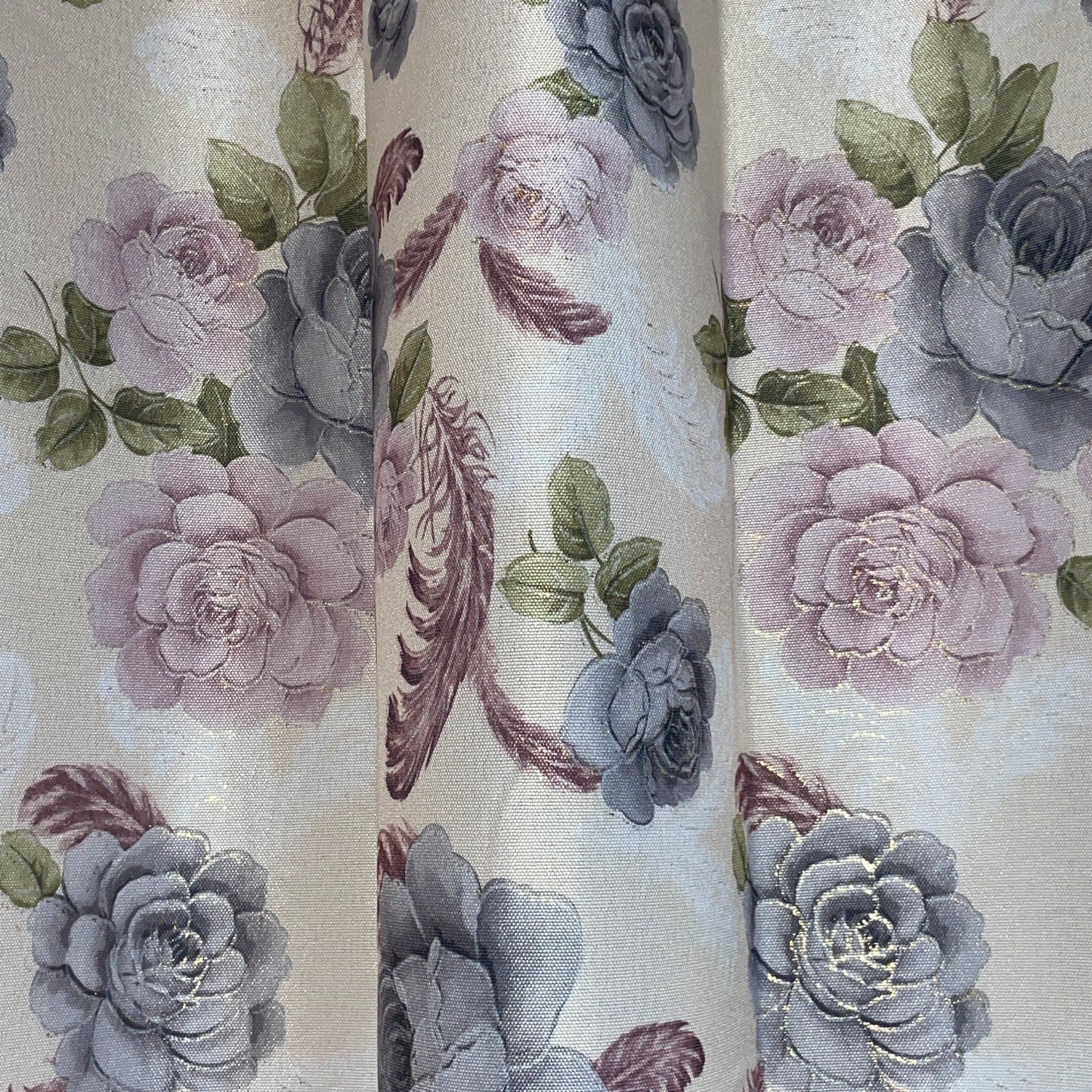 JILLIAN Printed Floral flowers Pattern Panel Curtain with 8 grommets Purple Beige
