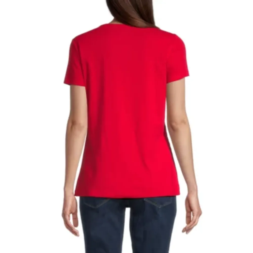 Women's Crew Neck 100% Short Sleeve T-Shirt Red