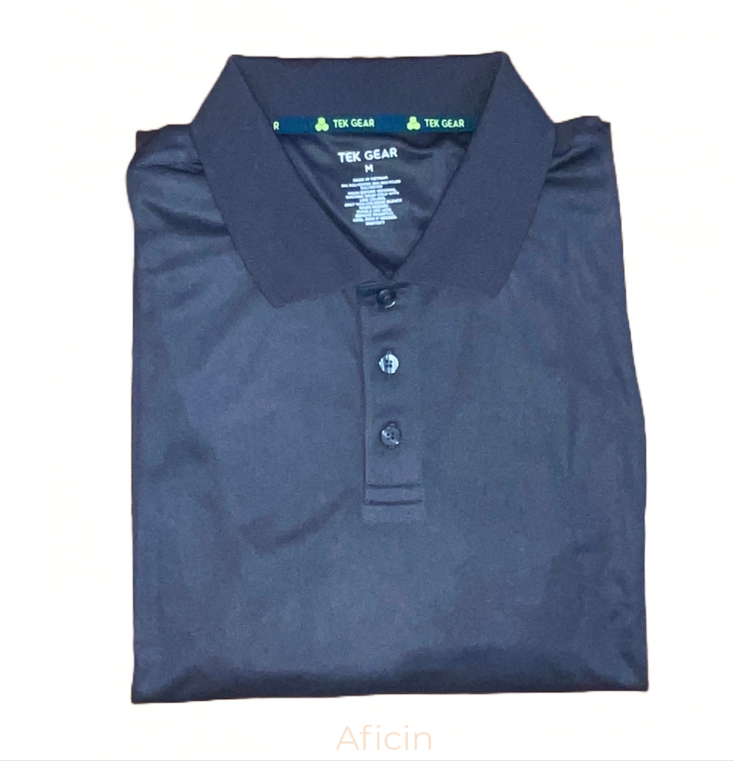Men's Long Sleeve Polo Polyester Dress Shirt Navy Blue