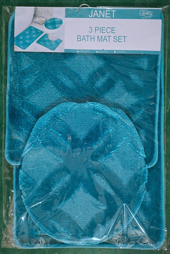 PIC Soft 3 piece bathroom Mats Rug set Aqua