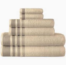 100% cotton Antimicrobial Towel Bath Towels TAN STRIPE
