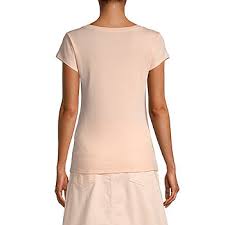 Women's Crew Neck 100% Short Sleeve T-Shirt Peach