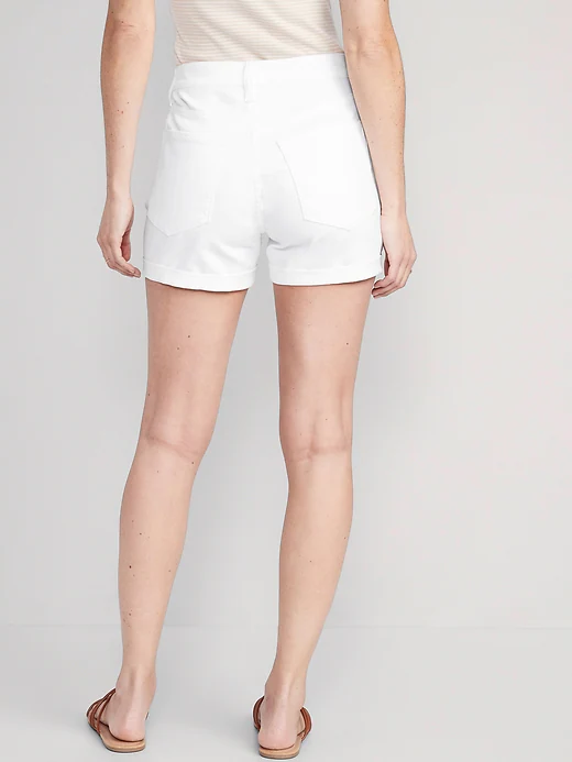 Women's High-Waisted White Jean Shorts 3" inseam