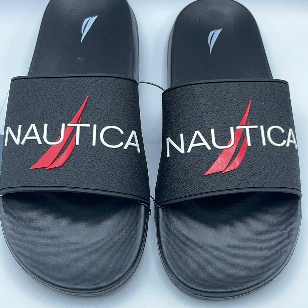 Men's Nautica Black emblem Logo Slide Slippers