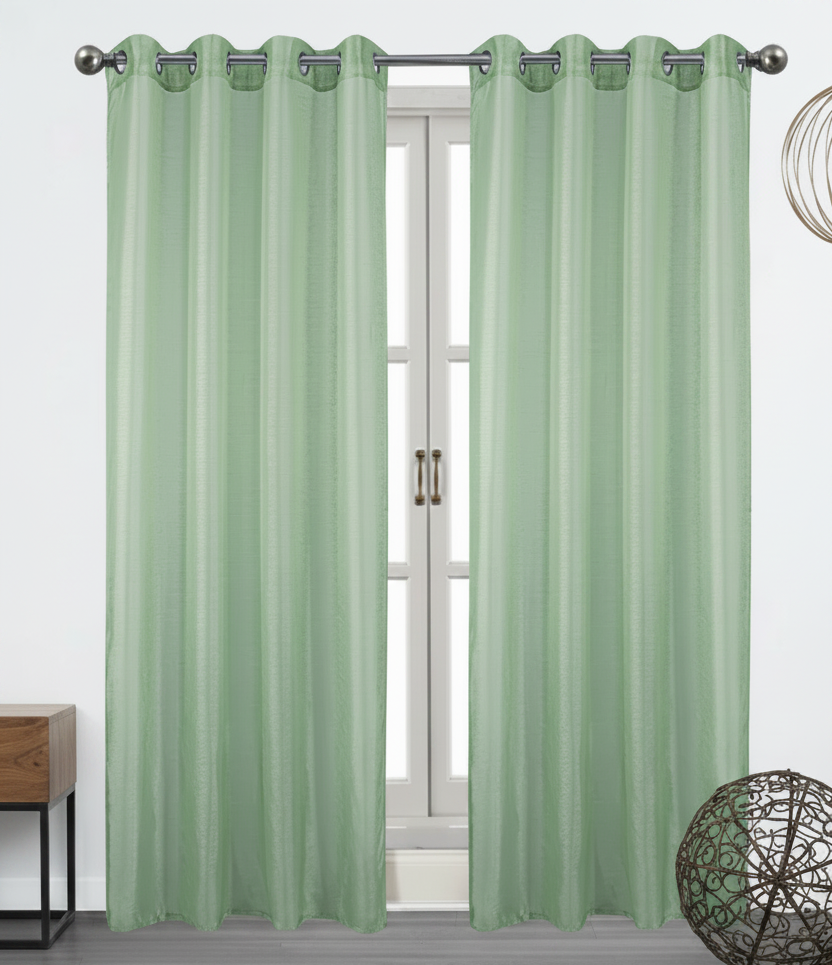 Metallic Sheer Shimmering Lurex Sheer Grommet Window Panel, 54 x 90 GREEN