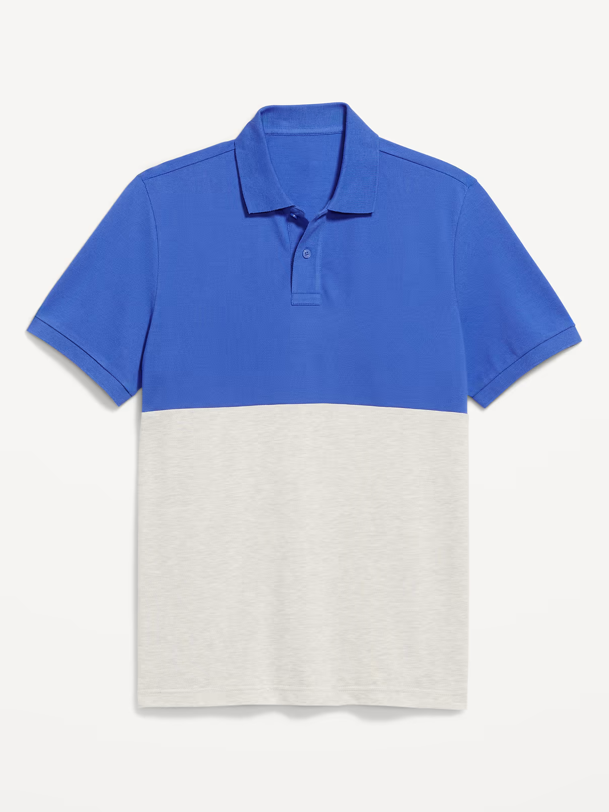 Mens button Tow Tone Colour-Block Pique Polo Blue Grey