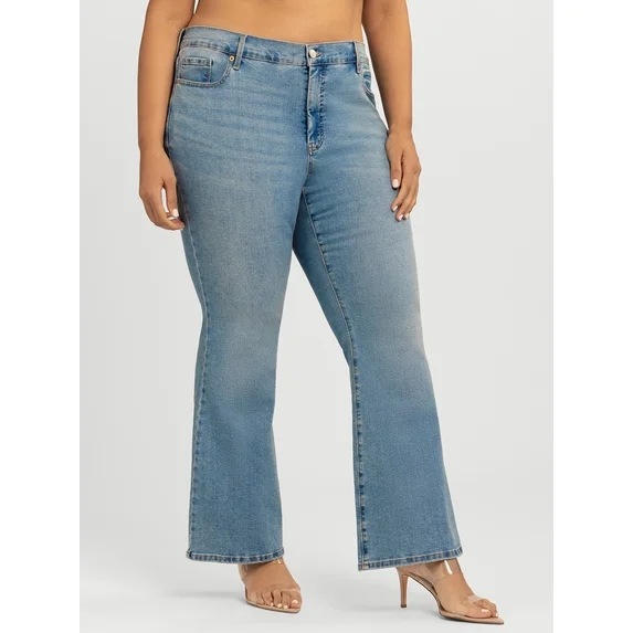 Womens PLUS Jessica Simpson Daisy Fitted Flare Denim Jeans Medium Wash