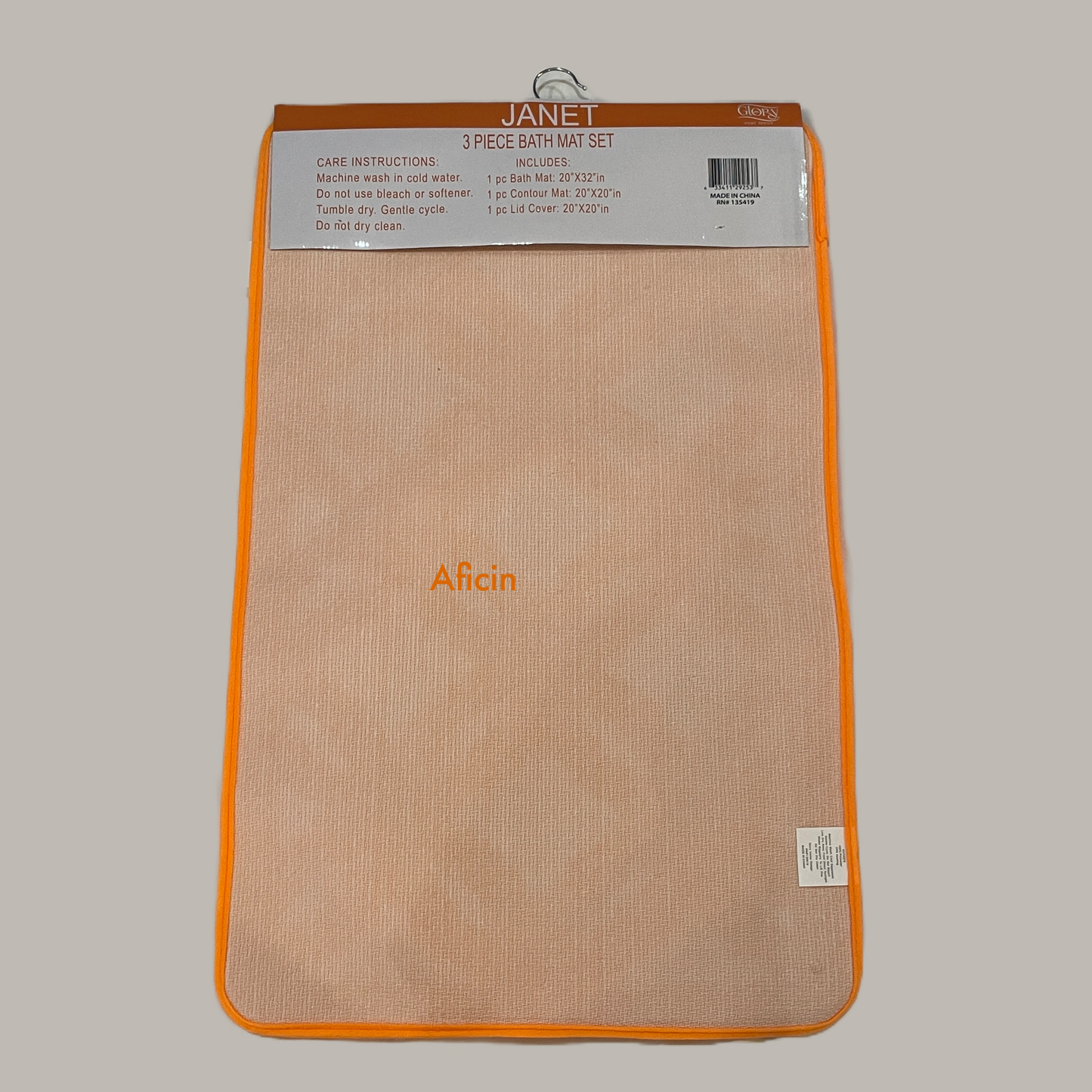 Soft 3 piece bathroom Mats Rug set Orange