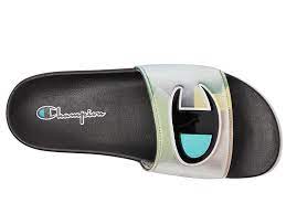 Women's Champion Print Logo Slipper Slides Incandescent Black