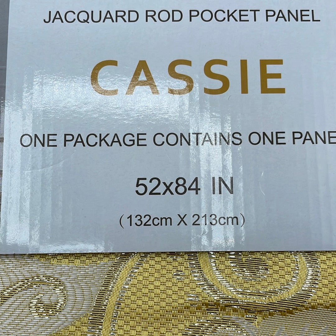 Golden Yellow Printed Floral Pattern Panel Curtian