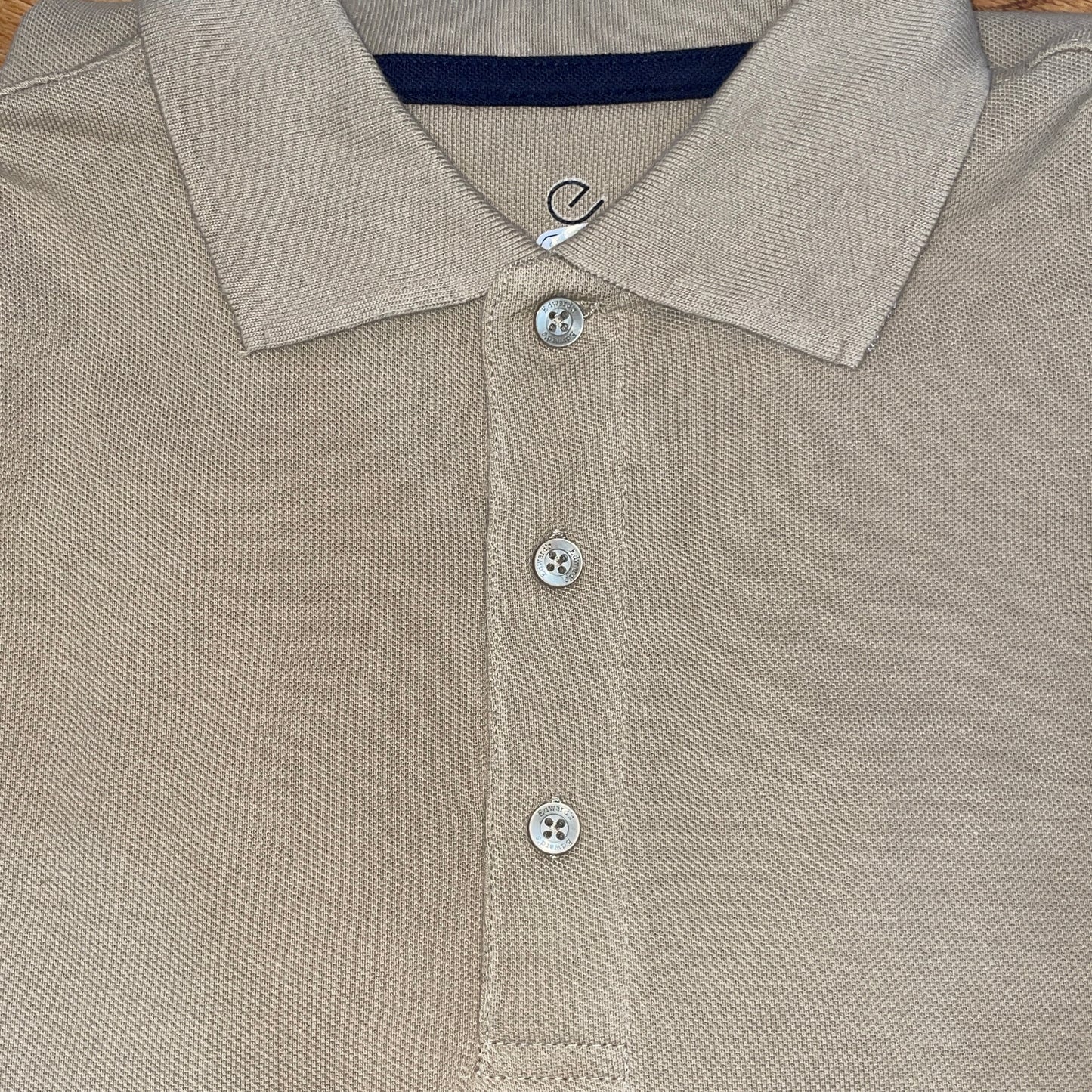 Men's Long Sleeve Polo Cotton Dress Shirt Tan