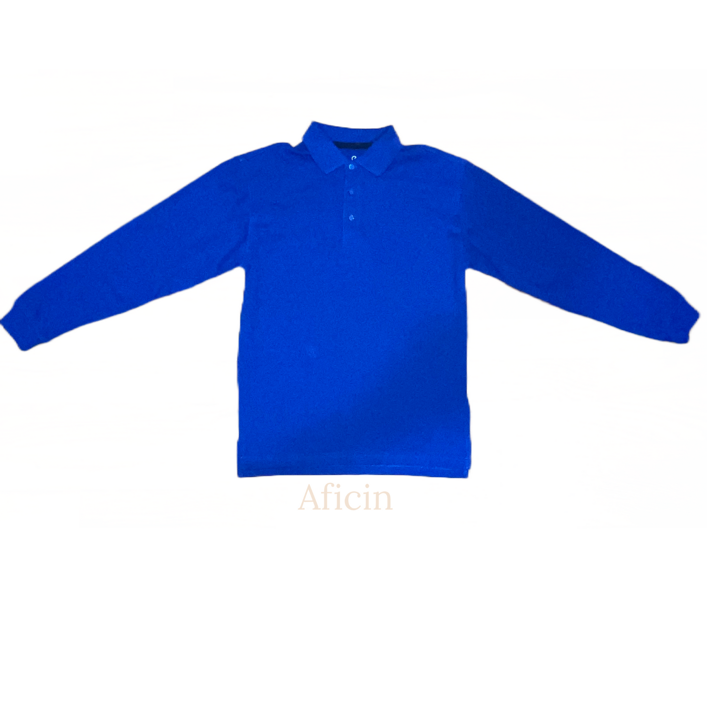 Men's 100% Cotton Long Sleeve Polo Shirt Royal Blue