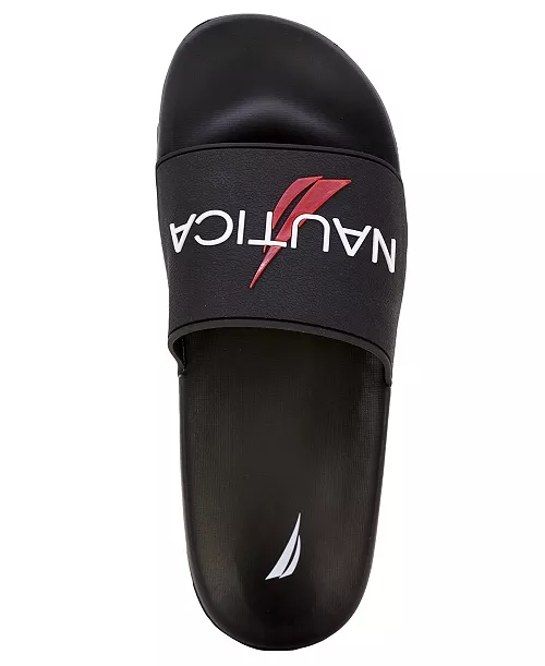 Men's Nautica Black emblem Logo Slide Slippers
