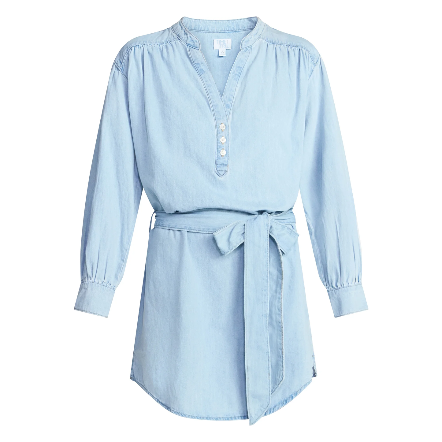 Women's PLUS Self Tie Long Sleeve Dress Shirt Dress