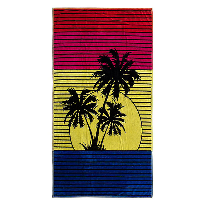 Bright & Colorful 40" W x 72" XL Oversized REVERSIBLE EXTRA-LARGE Towel Bath Sheets Beach Palm
