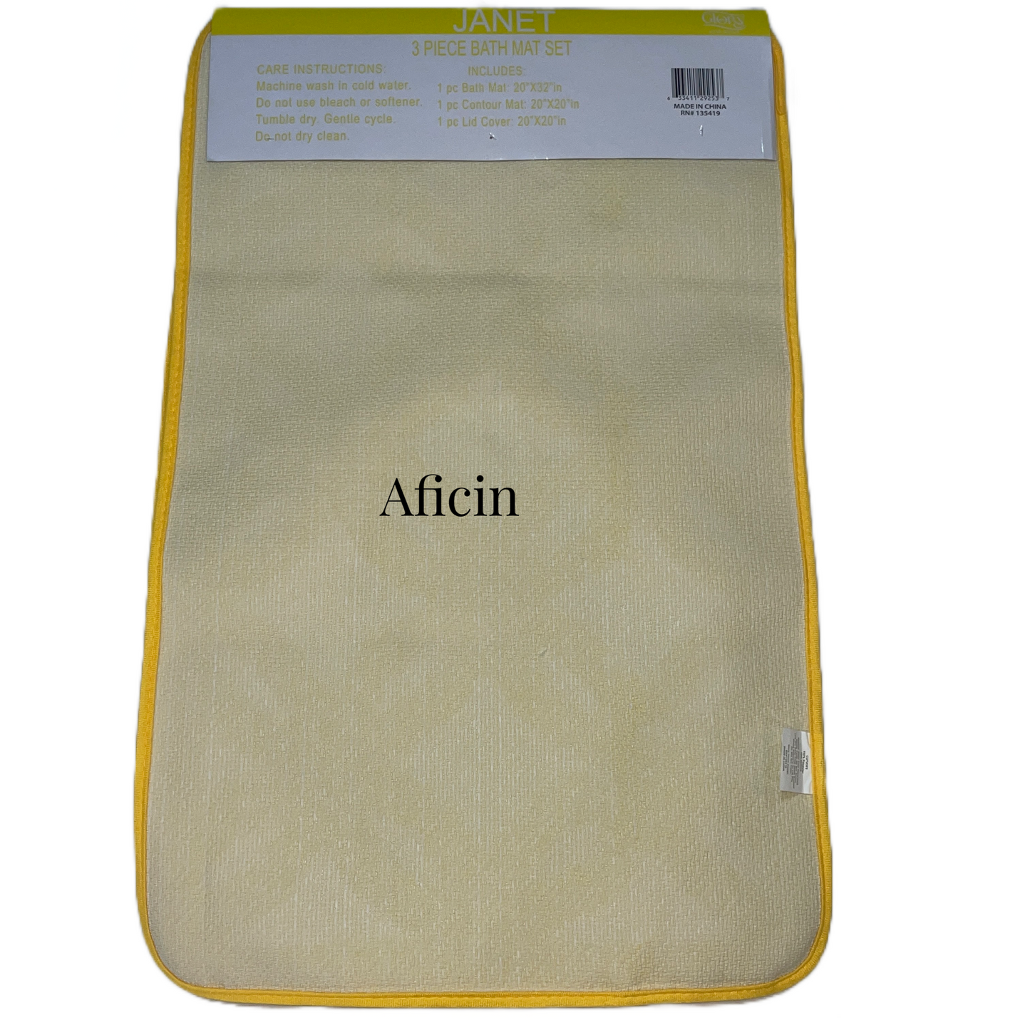 Soft 3 piece bathroom Mats Rug set Yellow