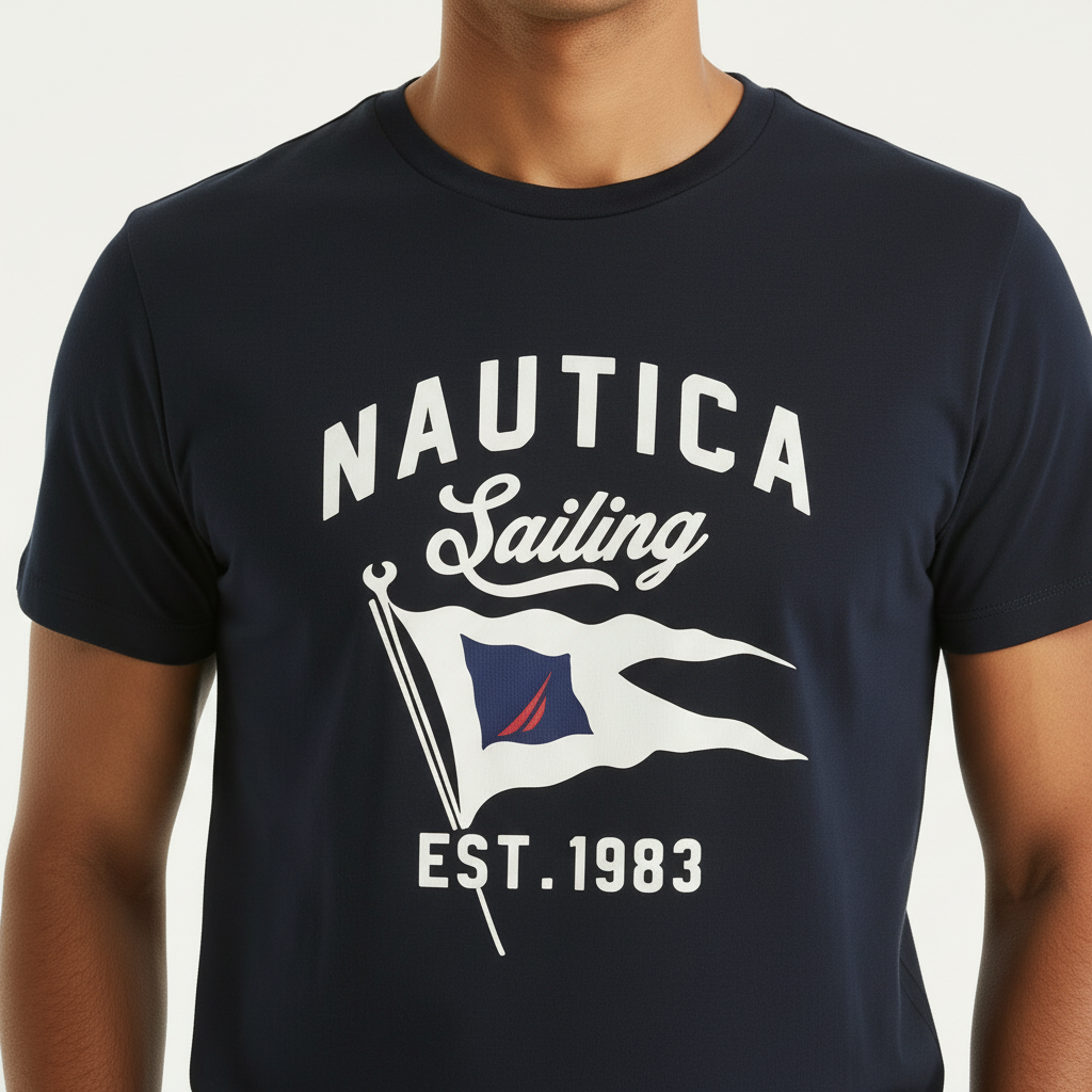 Men's Nautica Sailing Graphic T-Shirt Tee T-Shirt 100% cotton Navy