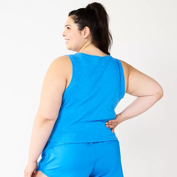 Women's Solid Cropped Twist-Front Tank Plus Size