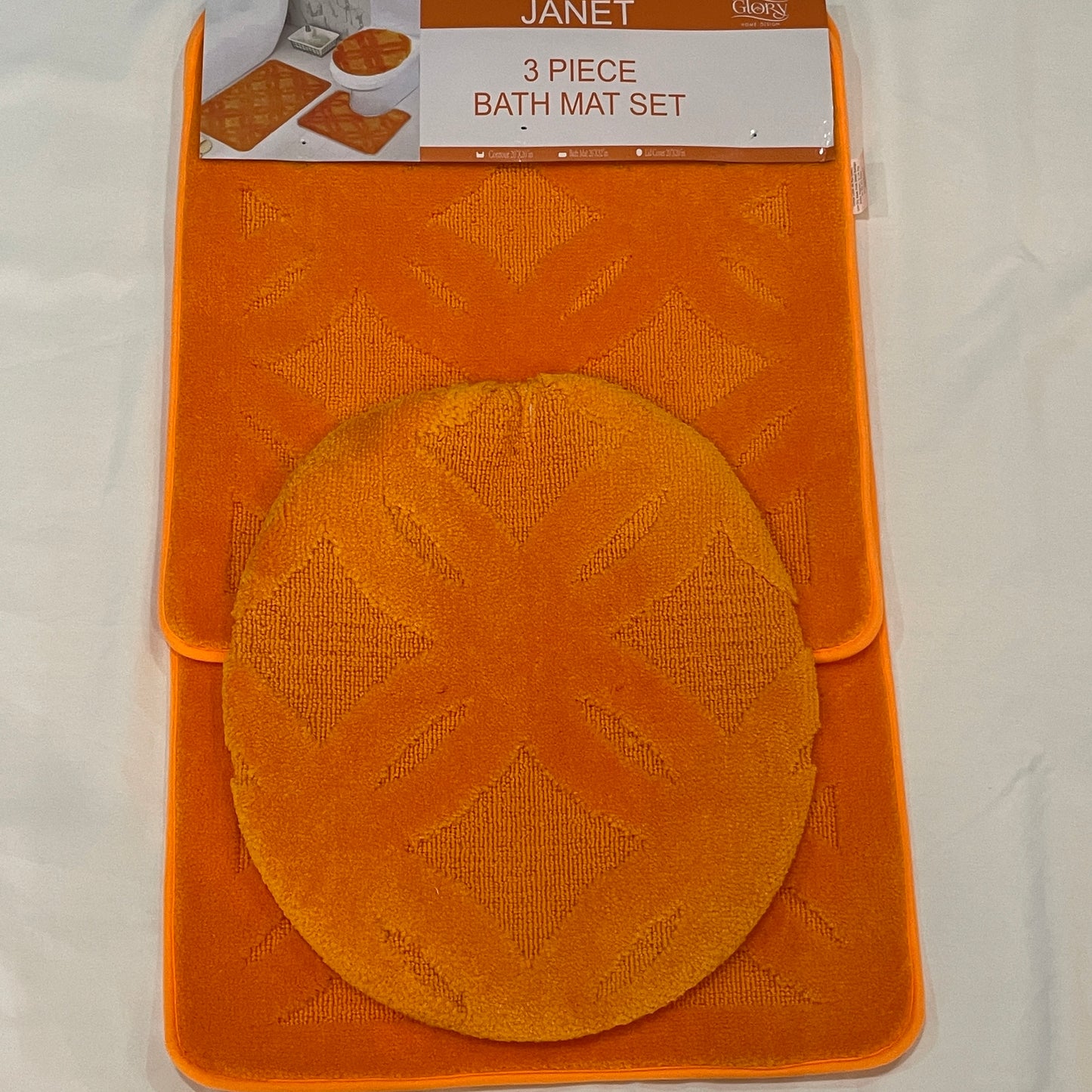 Soft 3 piece bathroom Mats Rug set Orange
