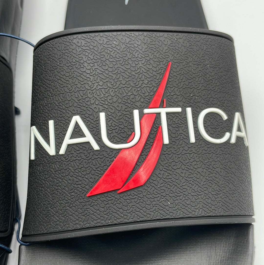 Men's Nautica Black emblem Logo Slide Slippers