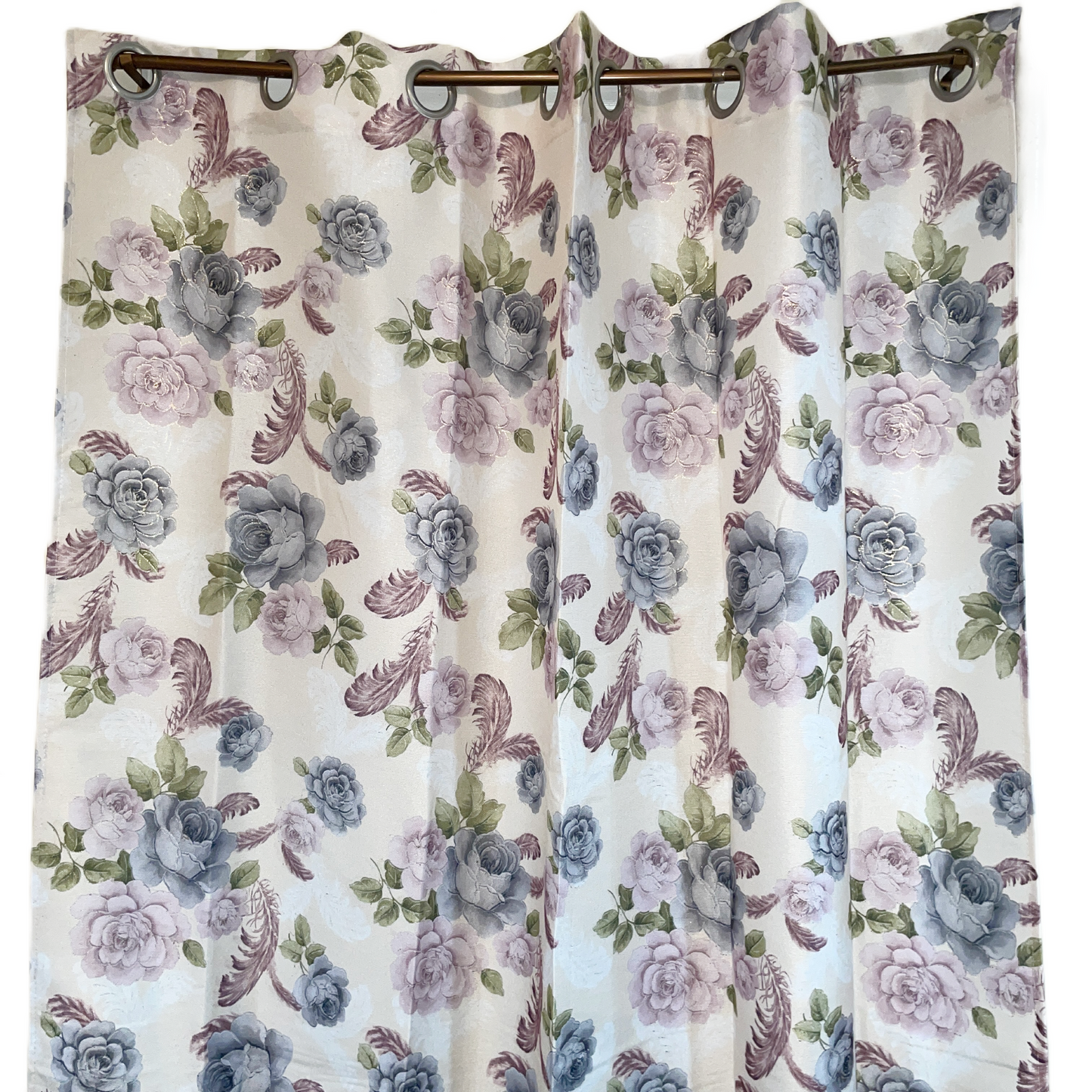 JILLIAN Printed Floral flowers Pattern Panel Curtain with 8 grommets Purple Beige
