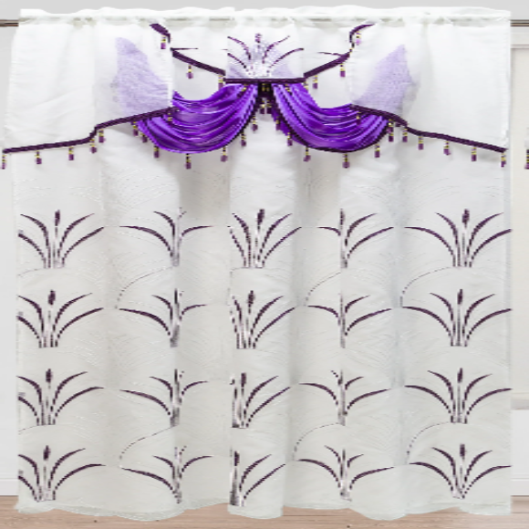 HAYDEN Purple beaded Curtain with Beaded Valance
