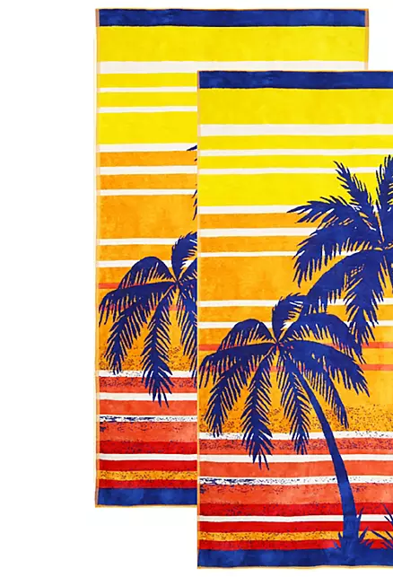 Bright & Colorful 40" W x 72" XL Oversized REVERSIBLE EXTRA-LARGE Towel Bath Sheets Beach Sunset Palm