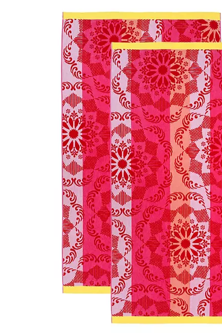 Bright & Colorful 40" W x 72" XL Oversized REVERSIBLE EXTRA-LARGE Towel Bath Sheets Beach Red Paisley
