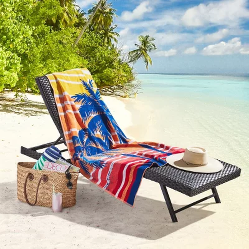 Bright & Colorful 40" W x 72" XL Oversized REVERSIBLE EXTRA-LARGE Towel Bath Sheets Beach Sunset Palm