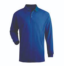 Men's 100% Cotton Long Sleeve Polo Shirt Royal Blue