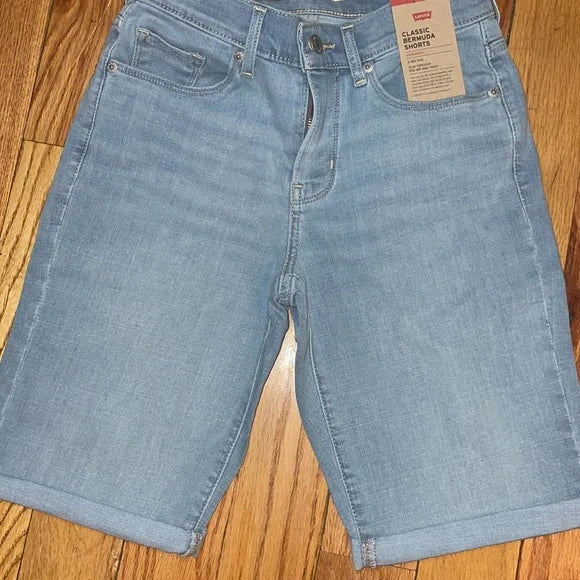 Women's Levi's® Slim Bermuda Long Denim Jean Shorts Light Wash