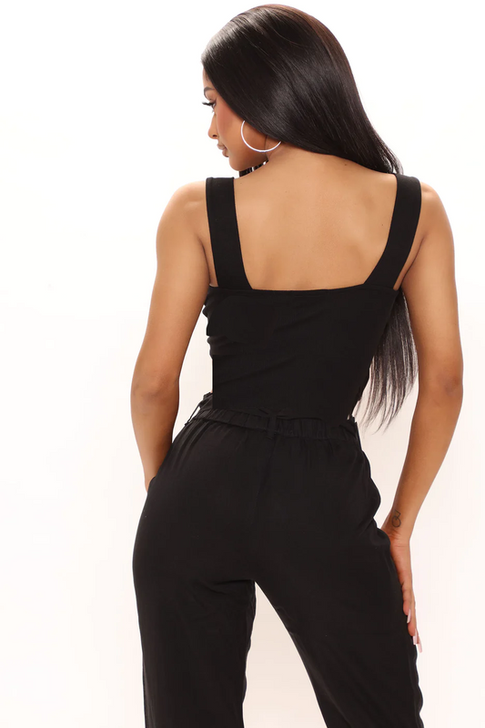 Womens Stretchy crop Squareneck Tank Top black