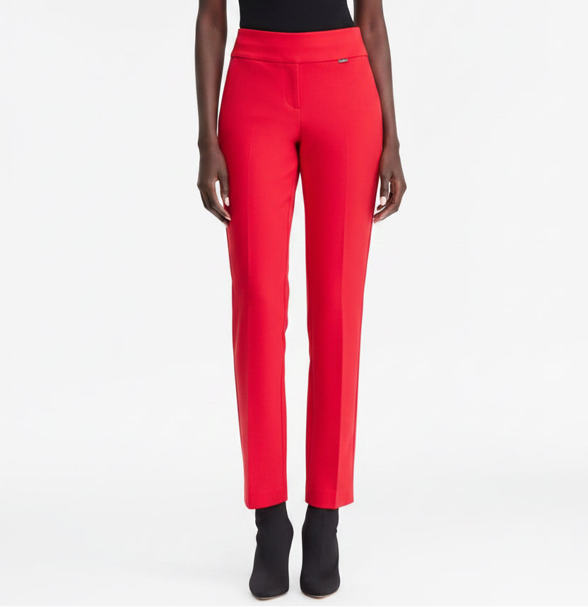 WOMEN's PLUS REG Size Mid-Rise Pull-On Straight-Leg Pants Red