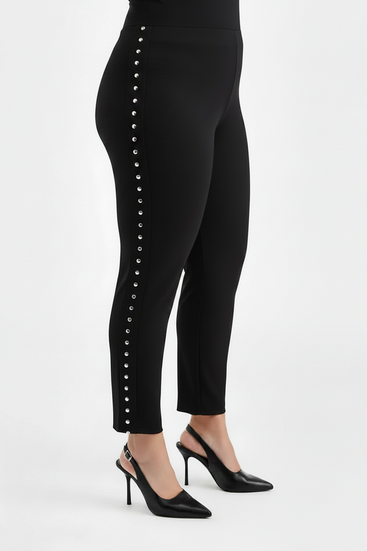PLUS SIZE Women's Black Trendy Plus Size Studded Pull-On Bodycon Leggings