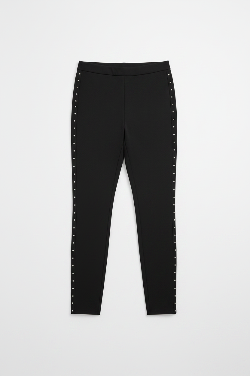 PLUS Size Women's Black Trendy Plus Size Studded Pull-On Bodycon Leggings