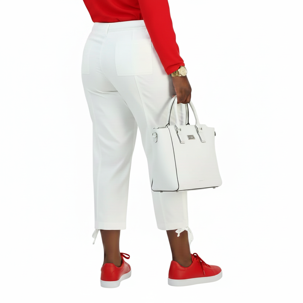 Women's PLUS SIZE Tie-Hem Cropped Utility Pants Bright White