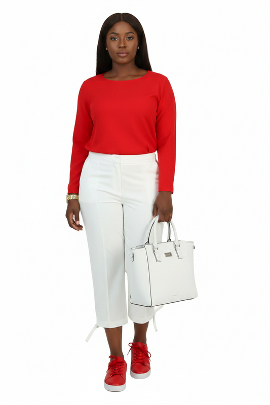 Women's PLUS SIZE Tie-Hem Cropped Utility Pants Bright White