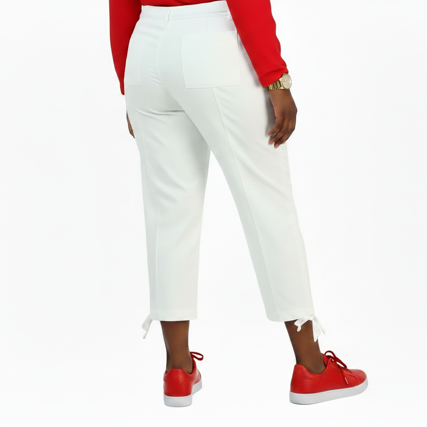 Women's PLUS SIZE Tie-Hem Cropped Utility Pants Bright White