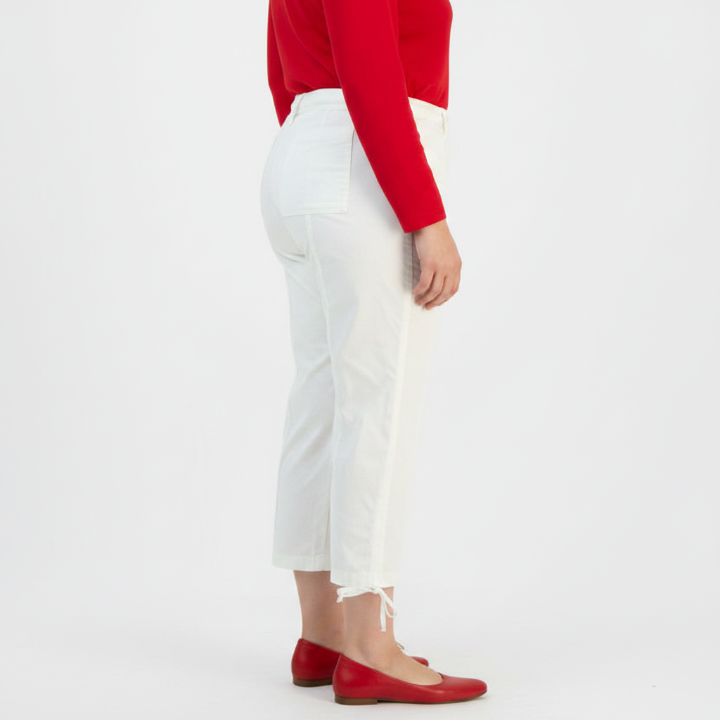 Women's PLUS SIZE Tie-Hem Cropped Utility Pants Bright White