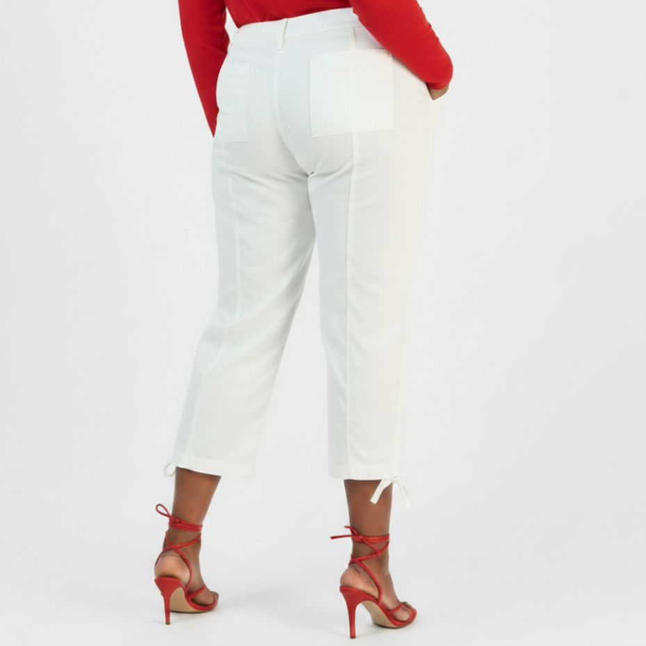 Women's PLUS SIZE Tie-Hem Cropped Utility Pants Bright White