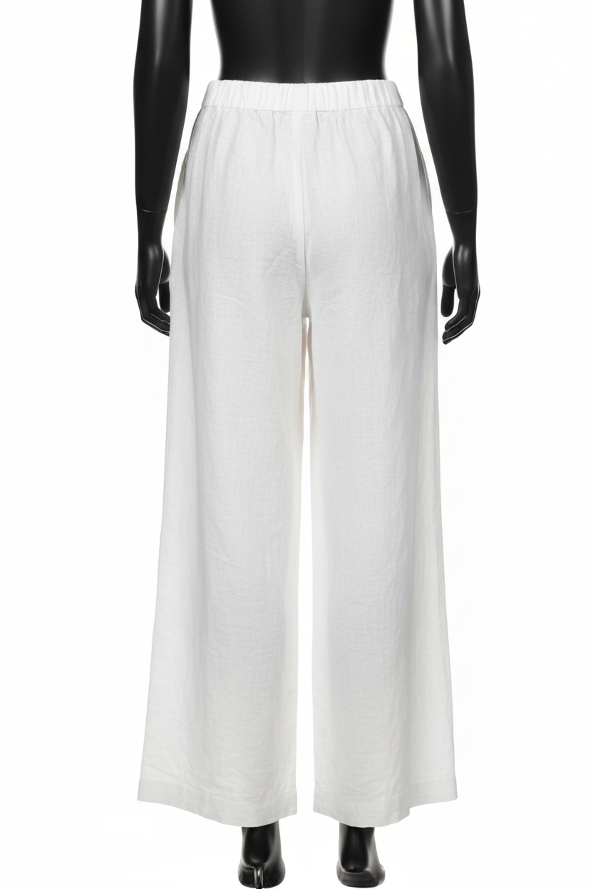 Women's PLUS SIZE Wide Leg  Gauze Pull On Utility Pants Bright White