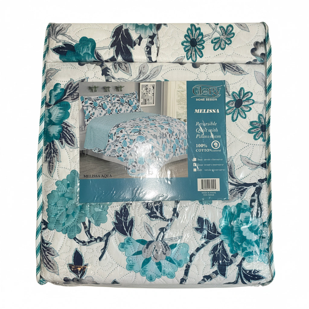 3 Piece Quilt Set REVERSIBLE Pattered Printed  Bedding Bed MONICA TWIN  Sizes