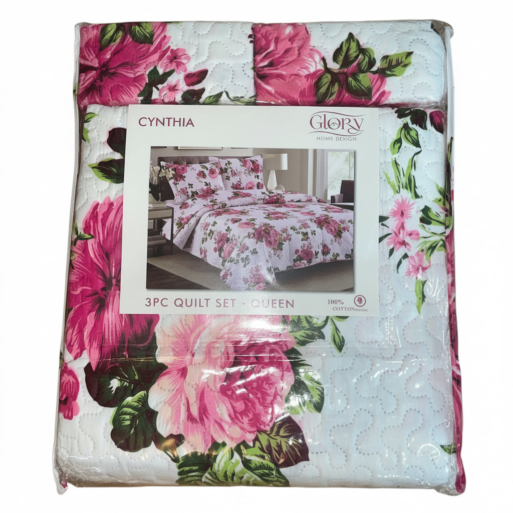 3 Piece Quilt Set REVERSIBLE Pattered Printed  Bedding Bed LUNA KING Sizes